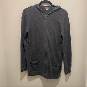 J. Jill Women's Charcoal Gray Zip-Up Long Sleeve Sweater Hoodie Size M EUC